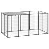 Dog Kennel Black 26 ft¬≤ Steel