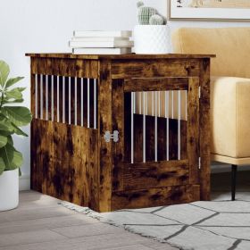 Dog Crate Furniture Smoked Oak 25.4"x31.5"x28" Engineered Wood