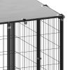 Dog Kennel Black 78.1 ft¬≤ Steel