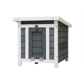 Weatherproof Wooden Outdoor Rabbit Hutch Lockable Door Openable Top For Small Animals (Option: Gray)