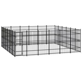 Outdoor Dog Kennel Steel 357.1 ft² (Color: Black)