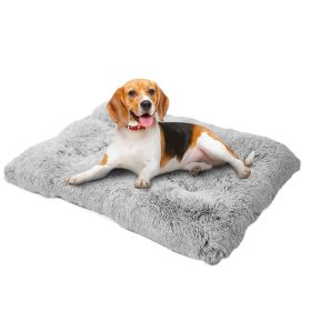 Fluffy Dog Crate Pad, Plush Faux Fur Dog Bed For Extra Large Dogs, Calming XL Dog Bed For Crate, Soft Warm Dog Crate Mat With Non-Slip Bottom, Grey (Color: Light Grey, size: 2XL)