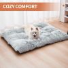 Fluffy Dog Crate Pad, Plush Faux Fur Dog Bed For Extra Large Dogs, Calming XL Dog Bed For Crate, Soft Warm Dog Crate Mat With Non-Slip Bottom, Grey