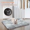 Fluffy Dog Crate Pad, Plush Faux Fur Dog Bed For Extra Large Dogs, Calming XL Dog Bed For Crate, Soft Warm Dog Crate Mat With Non-Slip Bottom, Grey